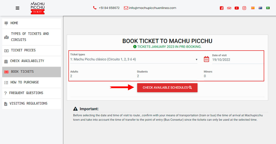 Select the type of ticket entrance tickets toWaynapicchu, Huchuy Picchu, Machupicchu Mountain - Machu Picchu en Linea