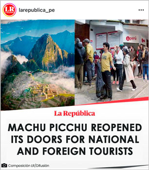 Machu Picchu reopened its doors for national and foreign tourists